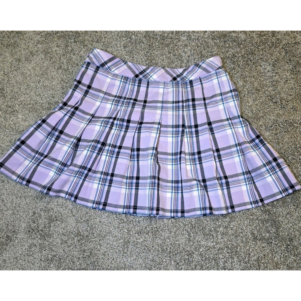 Mamba‎ Jeans Pink Plaid Pleated Skirt Size M, Length 15", Waist 28"